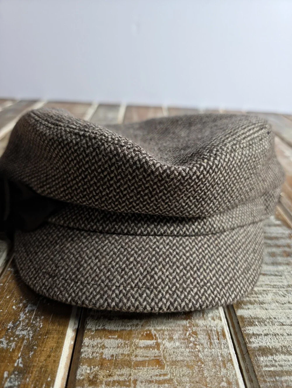Classic Brown Tweed Women's Baker Boy Hat